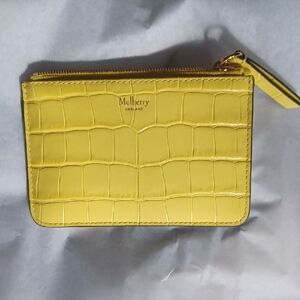 Mulberry Yellow Croc-Embossed Card Holder
